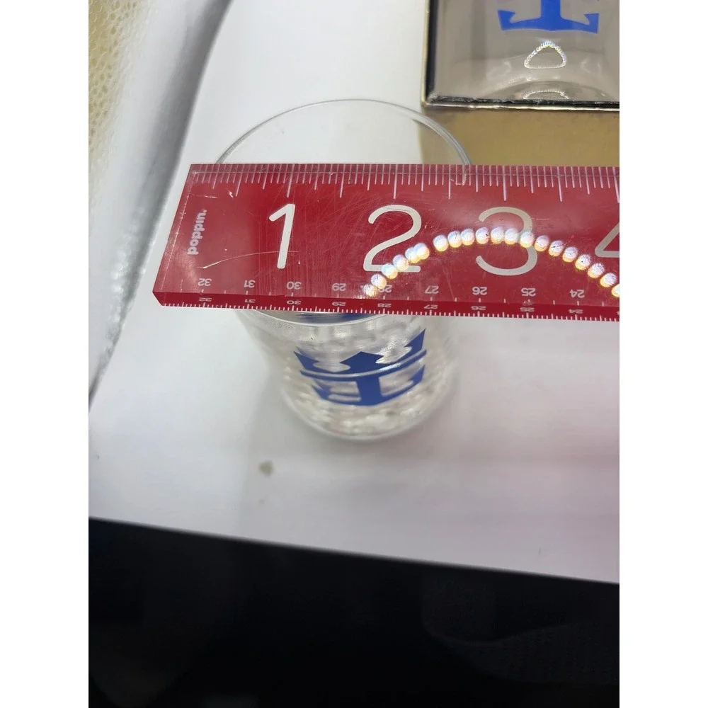 Royal Caribbean International Rocks Glasses Set of 4‎ Blue Crown Anchor 3.25